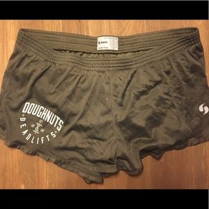 Doughnuts and Deadlifts soffee shorts Large